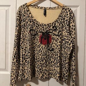 berek Animal Print Christmas blouse size XL